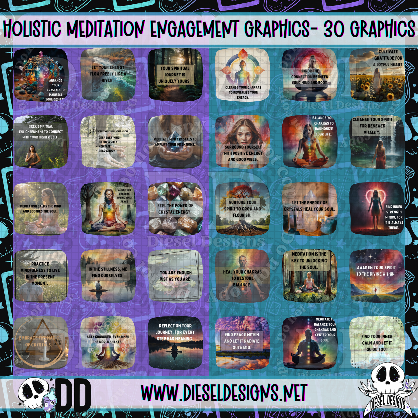 Holistic Meditation Engagement | Engagement graphics | 30 Files |