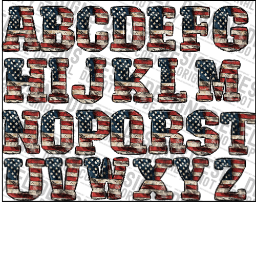 Patriotic Alpha Set | 300 DPI | Transparent PNG | Alpha Set | A-Z Included |