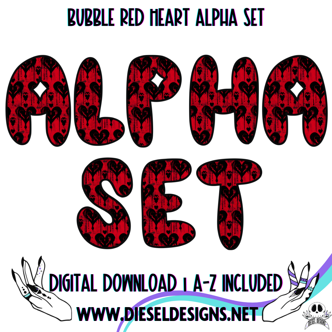 Bubble Red Alpha Set | 300 DPI | Transparent PNG | Alpha Set | A-Z Included |