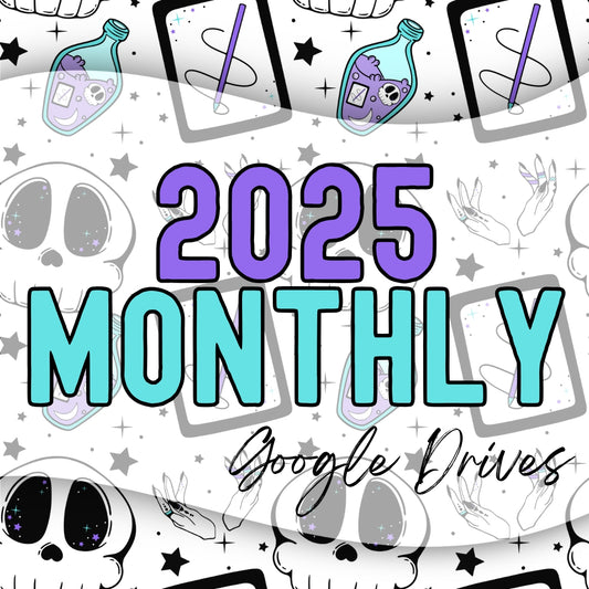 2025 Monthly Google Drives | 300 DPI | Transparent PNG | Seamless | Tumbler Wraps | Clipart