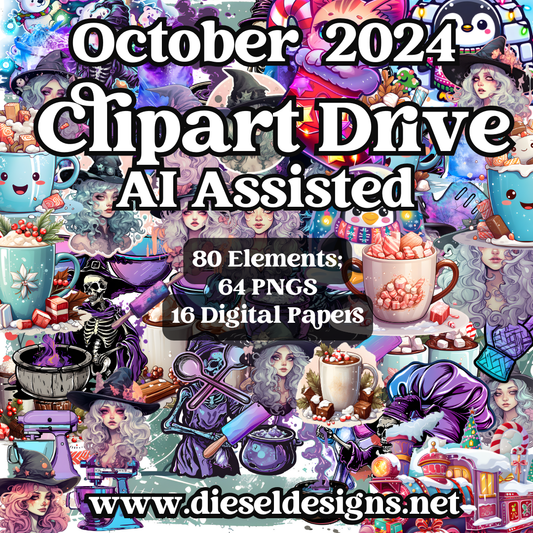 October Clipart Drive - AI Assisted | 300 DPI | Transparent PNG | Clipart