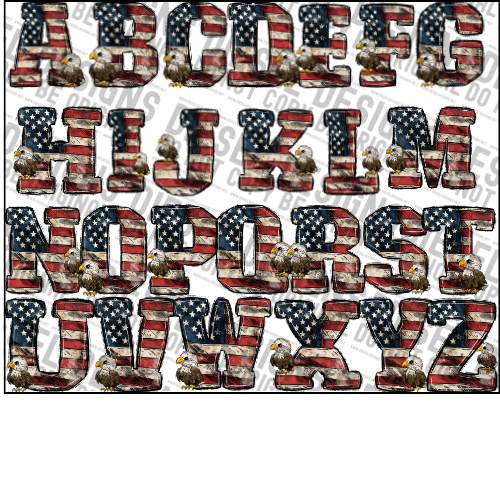 Patriotic Alpha Set | 300 DPI | Transparent PNG | Alpha Set | A-Z Included |