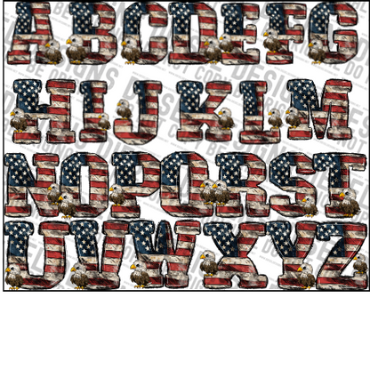 Patriotic Alpha Set | 300 DPI | Transparent PNG | Alpha Set | A-Z Included |