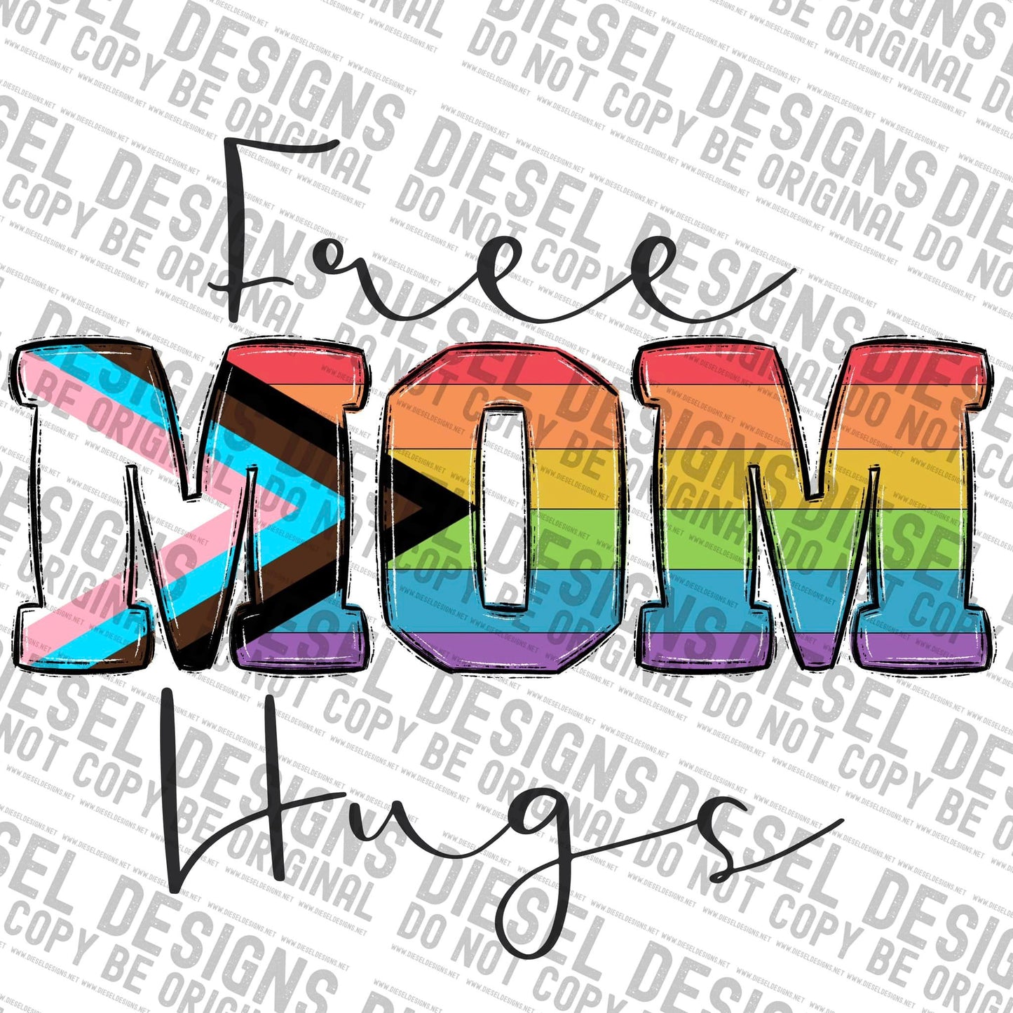 Pride progressive mom hugs | 300 DPI | Transparent PNG