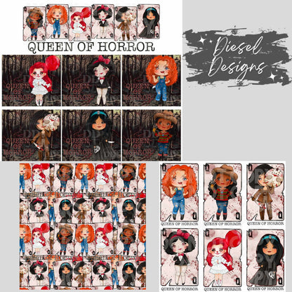 Queen of Horror Collab with Early Bird Design Co. | 300 DPI | PNG | Seamless | Tumbler Wraps | Collab |