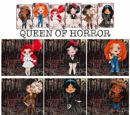 Queen of Horror Collab with Early Bird Design Co. | 300 DPI | PNG | Seamless | Tumbler Wraps | Collab |