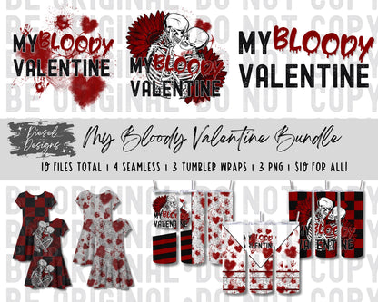 My Bloody Valentine | 300 DPI | PNG | Seamless | Tumbler Wraps