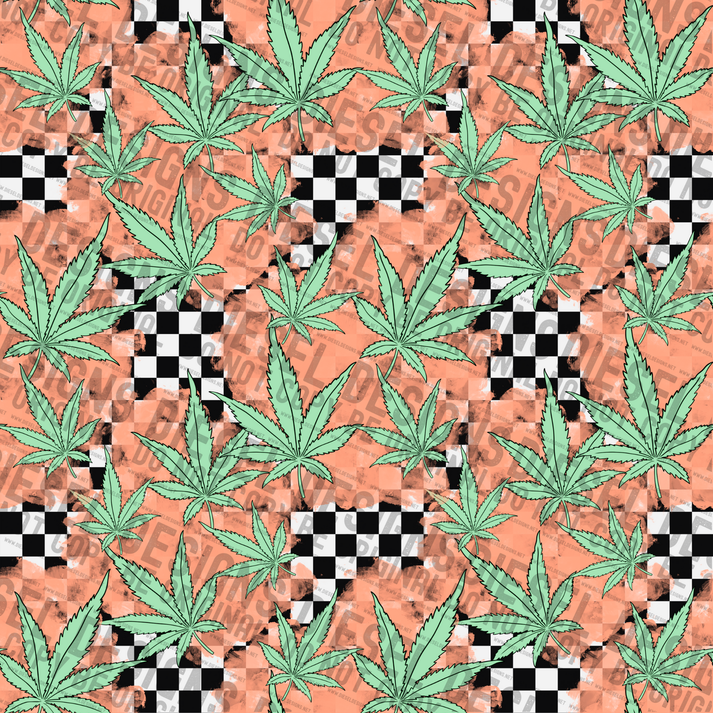 420 Coral Checkered  | 300 DPI | 12" x 12" | Seamless File