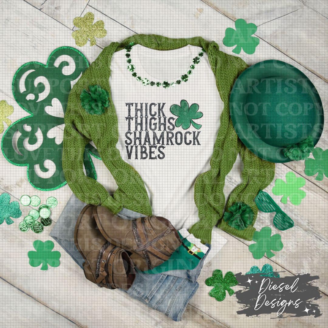 Thick Thighs Shamrock Vibes | 300 DPI | Transparent PNG | Digital File Only