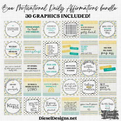 Bee Daily Affirmations | Engagement graphics | 30 Files