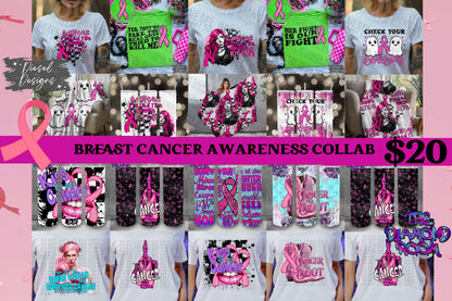 Designs for a Cure: Breast Cancer Awareness Collab | 300 DPI | PNG | Seamless | Tumbler Wraps | Collab | Digital File Only