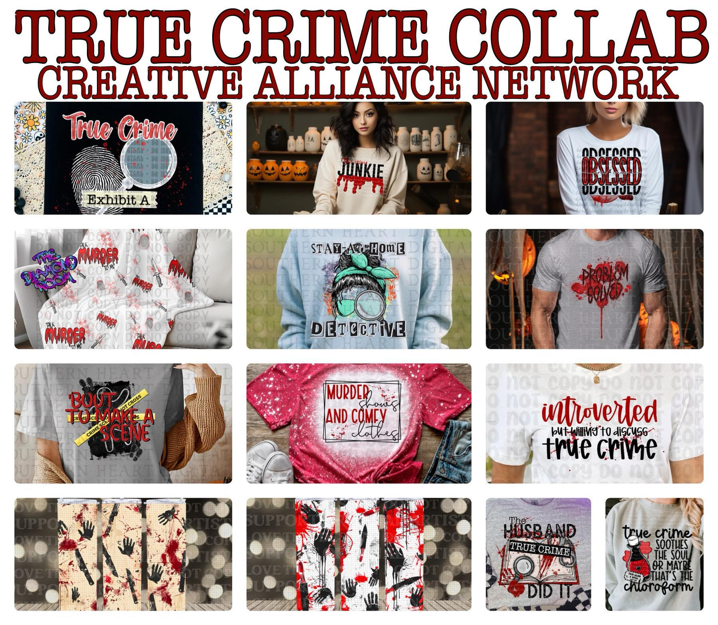 True Crime by C.A.N | 300 DPI | PNG | Seamless | Tumbler Wraps | Collab | Digital File Only