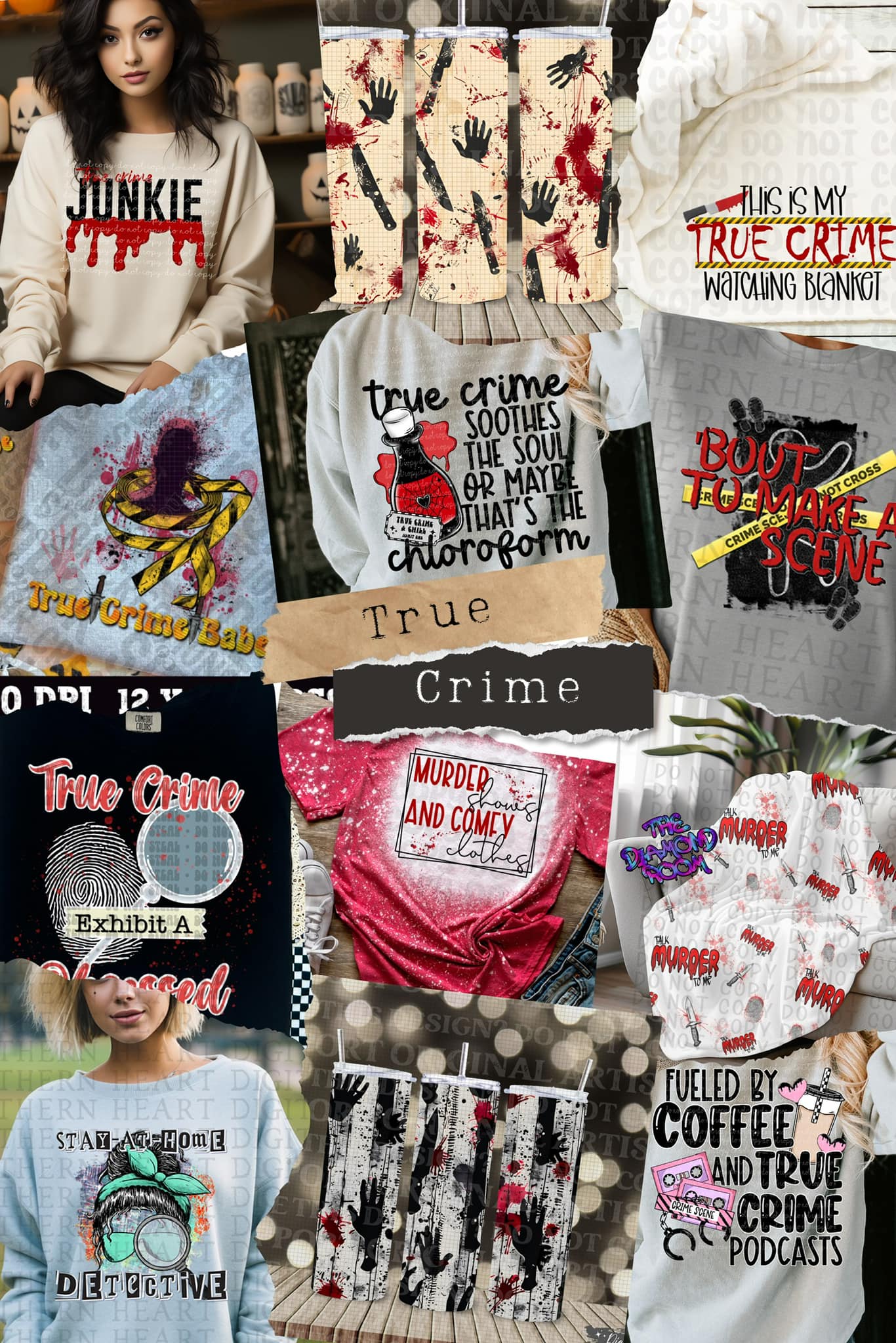 True Crime by C.A.N | 300 DPI | PNG | Seamless | Tumbler Wraps | Collab | Digital File Only