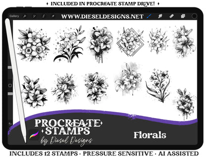 Floral Stampset | PROCREATE BRUSHES/STAMPS | Digital File Only