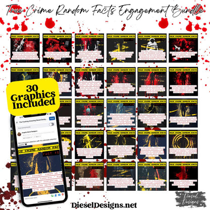 True Crime Random Facts | Engagement graphics | 30 Files | Canva Editable