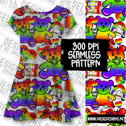 Pride killer gay bears | 300 DPI | 12" x 12" | Seamless File