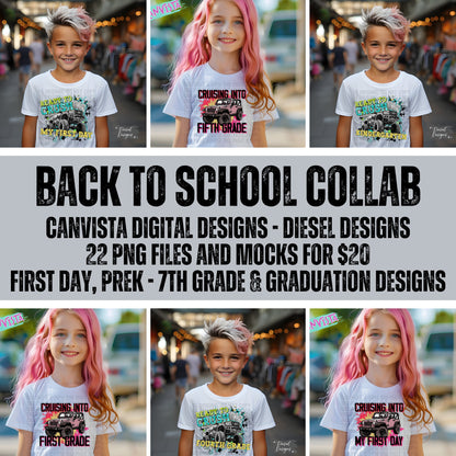 Back to School: Canvista & Diesel Designs | 300 DPI | PNG | Seamless | Tumbler Wraps | Collab | Digital File Only