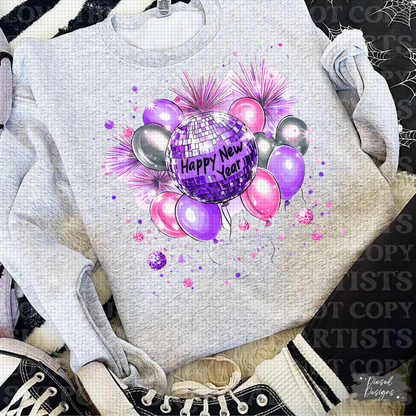 Happy New Year Purple 2 PNG  | 300 DPI | Transparent PNG | Digital File Only