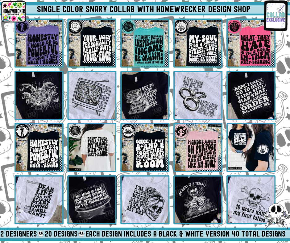 Snarky Single Color COLLAB  | 300 DPI | PNG | Pocket Sets | Collab | Digital File Only