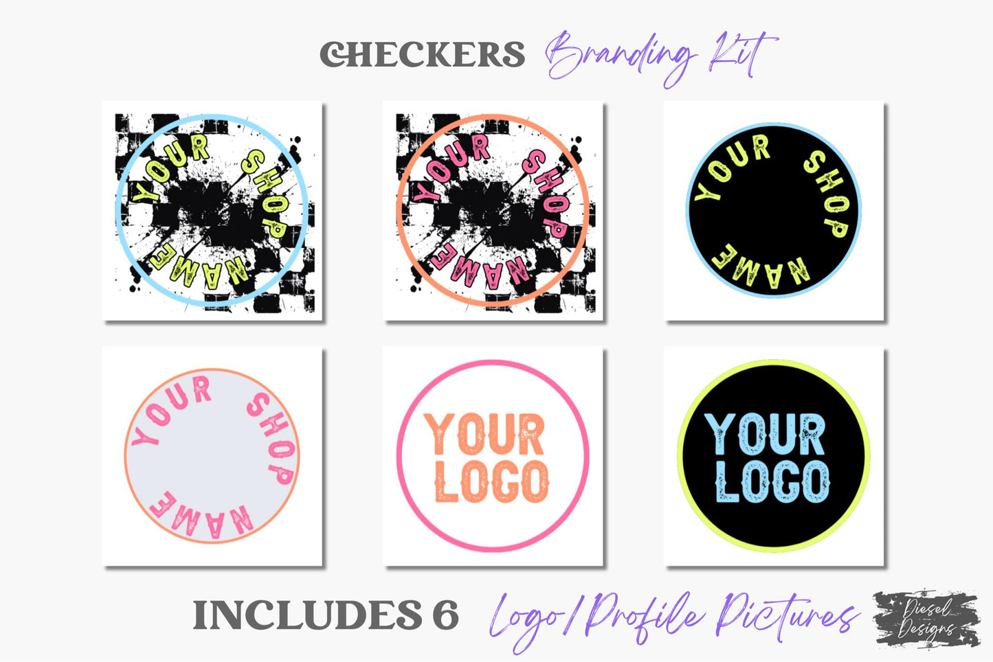 Checkers Branding Kit | Website Kit | Business Card | Logo | Facebook Cover | Editable in Canva