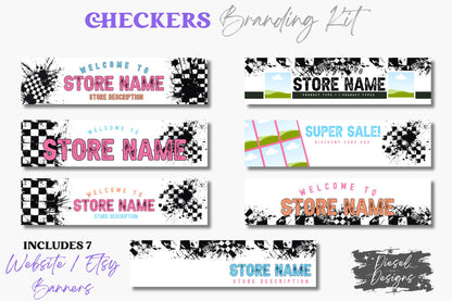 Checkers Branding Kit | Website Kit | Business Card | Logo | Facebook Cover | Editable in Canva