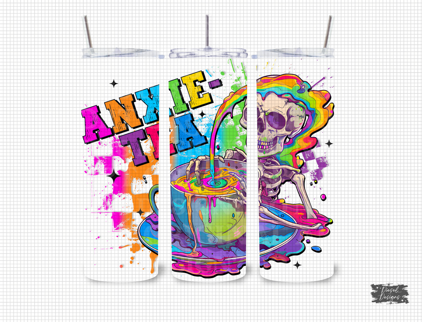 Anxie-Tea Tumbler | 20oz. Tumbler Wrap | 300 DPI | Digital File Only