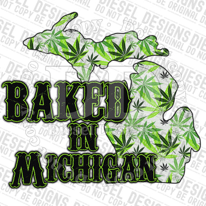 Baked in Michigan| 300 DPI | Transparent PNG