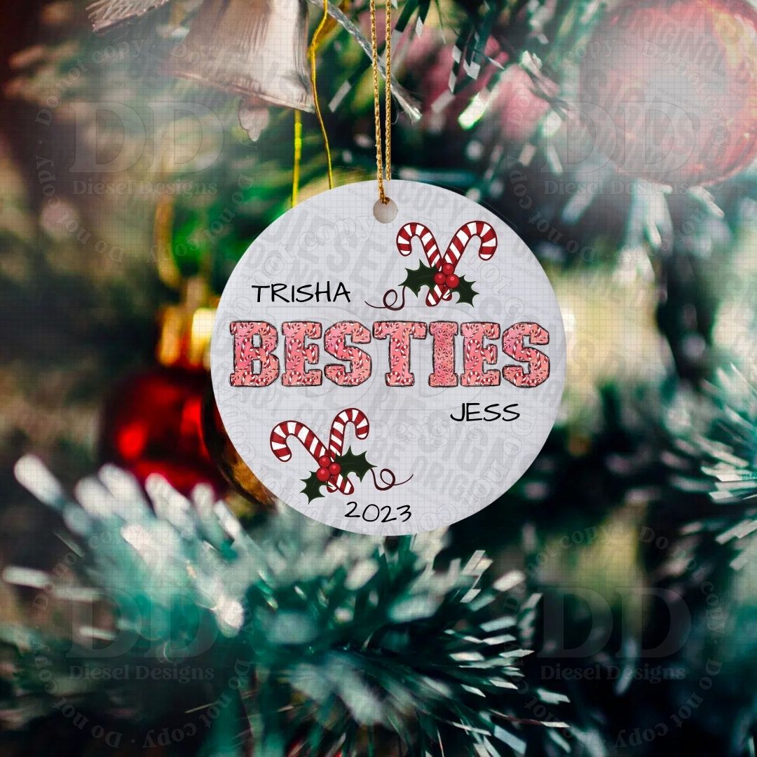 Candy Cane: Besties | 300 DPI | Transparent PNG | Digital File Only