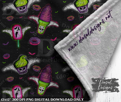 Black Spooky Sweets Seamless Designs | 300 DPI | Seamless 12"x12" | 2 sizes Included