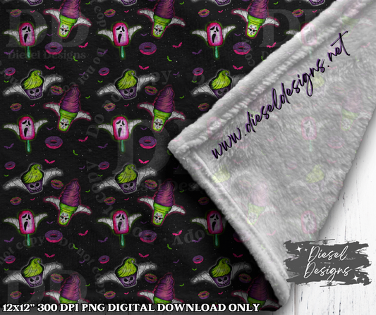 Black Spooky Sweets Seamless Designs | 300 DPI | Seamless 12"x12" | 2 sizes Included