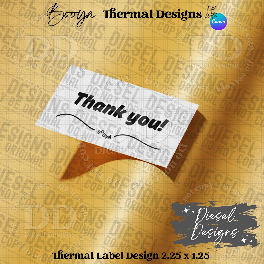 Booya Themed Thermal Designs Bundle of 5 Thermal Designs  ( 2.25 x 1.25 ) Bundle | Thermal Label | Edit in Canva | 2.25" x 1.25" | Bundles | Package Label