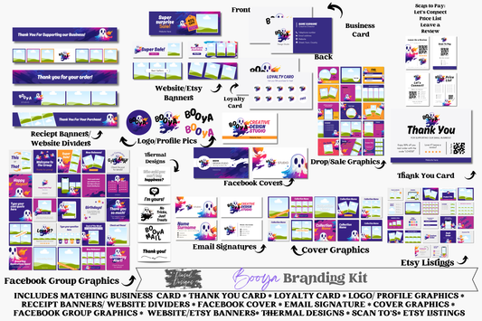 BOOYA Business Branding Kit | Website Kit | Business Card | Logo | Facebook Cover | Editable in Canva