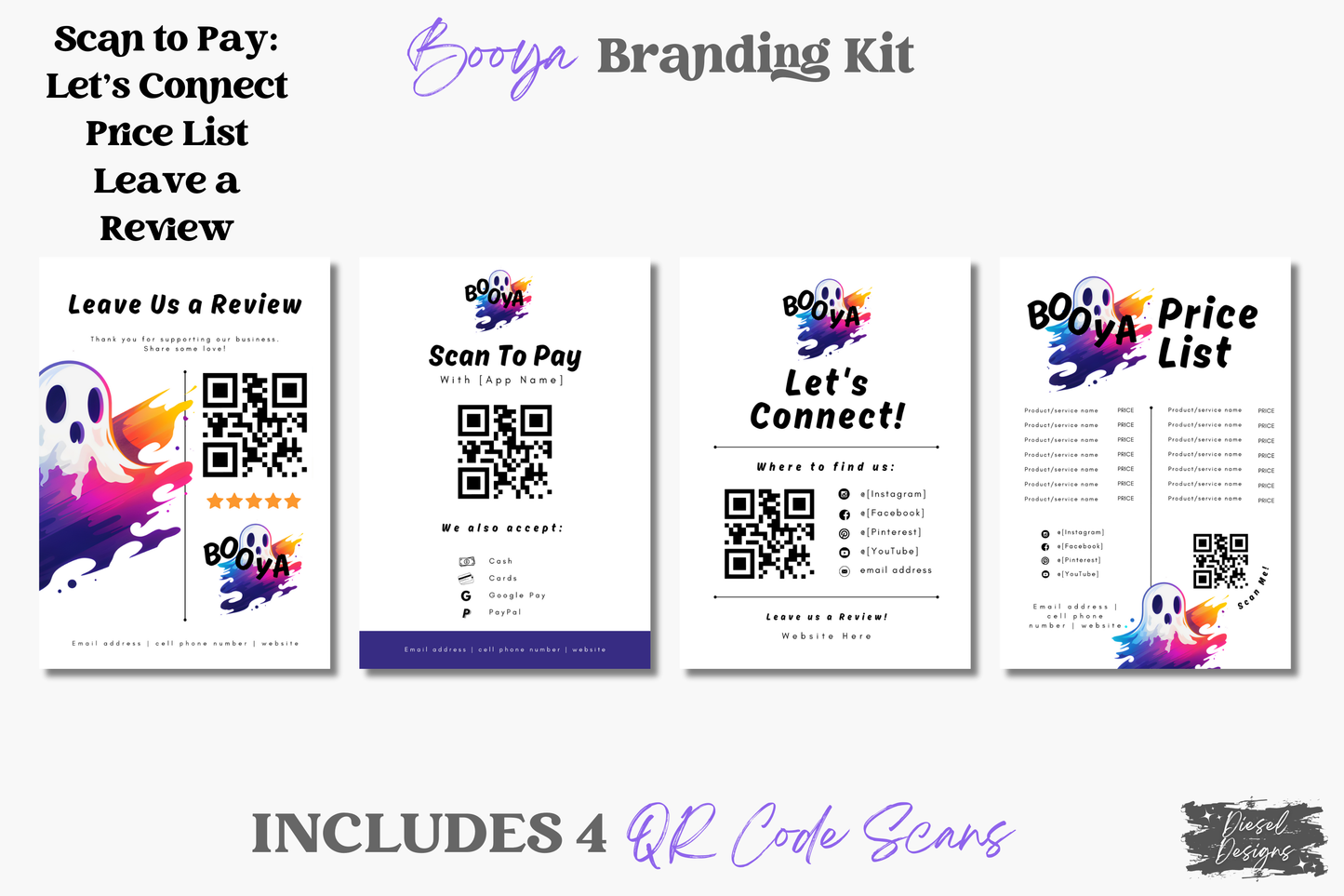 BOOYA Business Branding Kit | Website Kit | Business Card | Logo | Facebook Cover | Editable in Canva