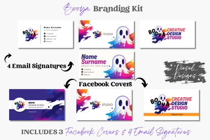 BOOYA Business Branding Kit | Website Kit | Business Card | Logo | Facebook Cover | Editable in Canva