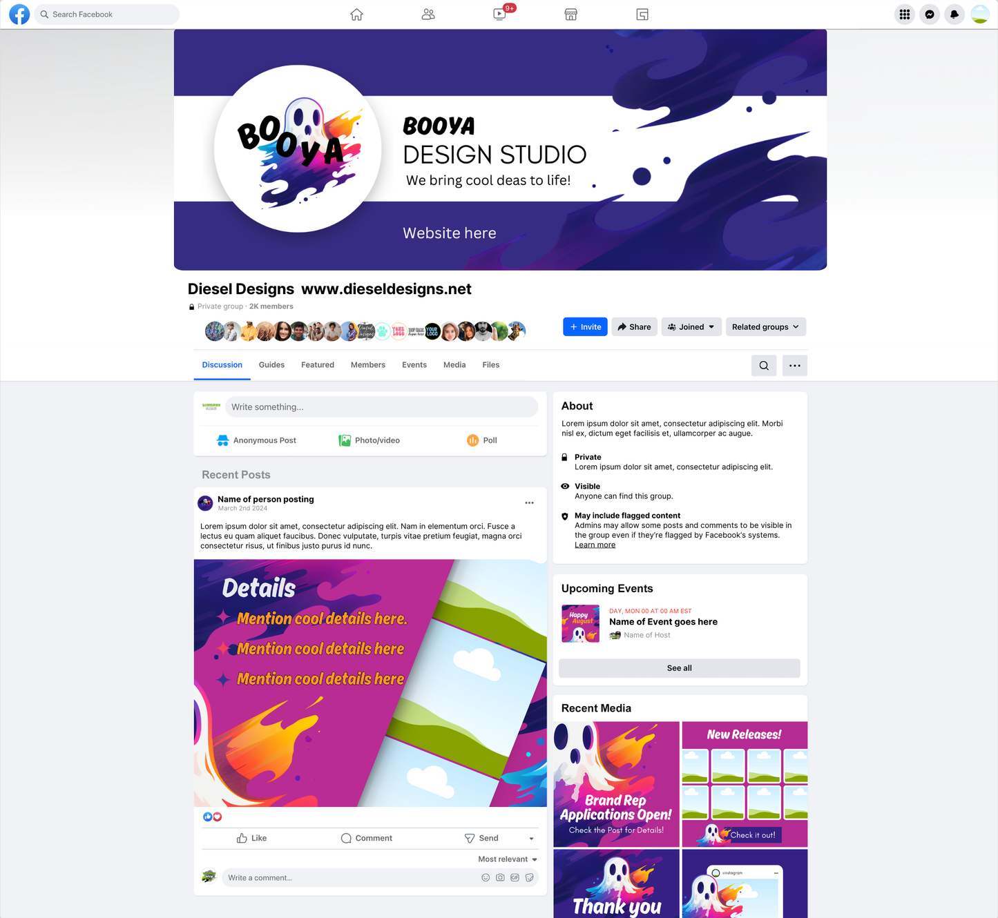 Booya Facebook Group Kit | Facebook Group Kits | Editable graphics included |