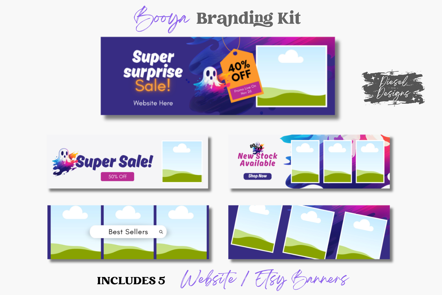 BOOYA Business Branding Kit | Website Kit | Business Card | Logo | Facebook Cover | Editable in Canva