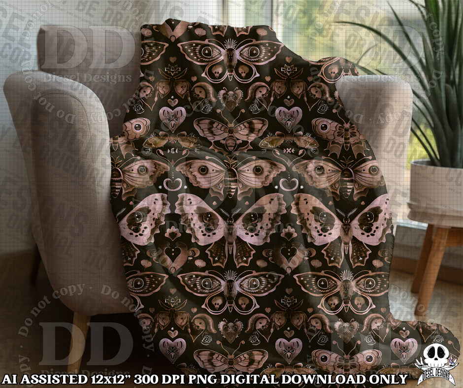 Busy Moth Brown Seamless | Seamless File | 300 DPI | 12" x 12" | Digital File only