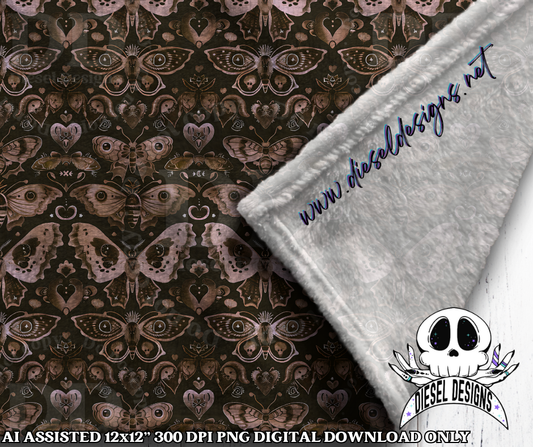 Busy Moth Brown Seamless | Seamless File | 300 DPI | 12" x 12" | Digital File only