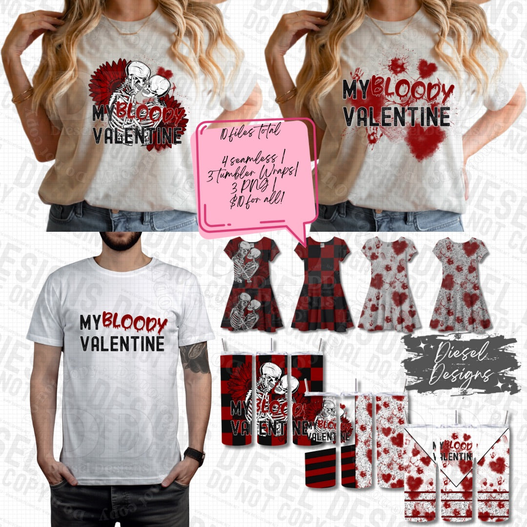 My Bloody Valentine | 300 DPI | PNG | Seamless | Tumbler Wraps