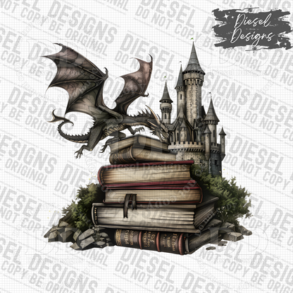 Castle Book Dragon PNG  | 300 DPI | Transparent PNG | Digital File Only