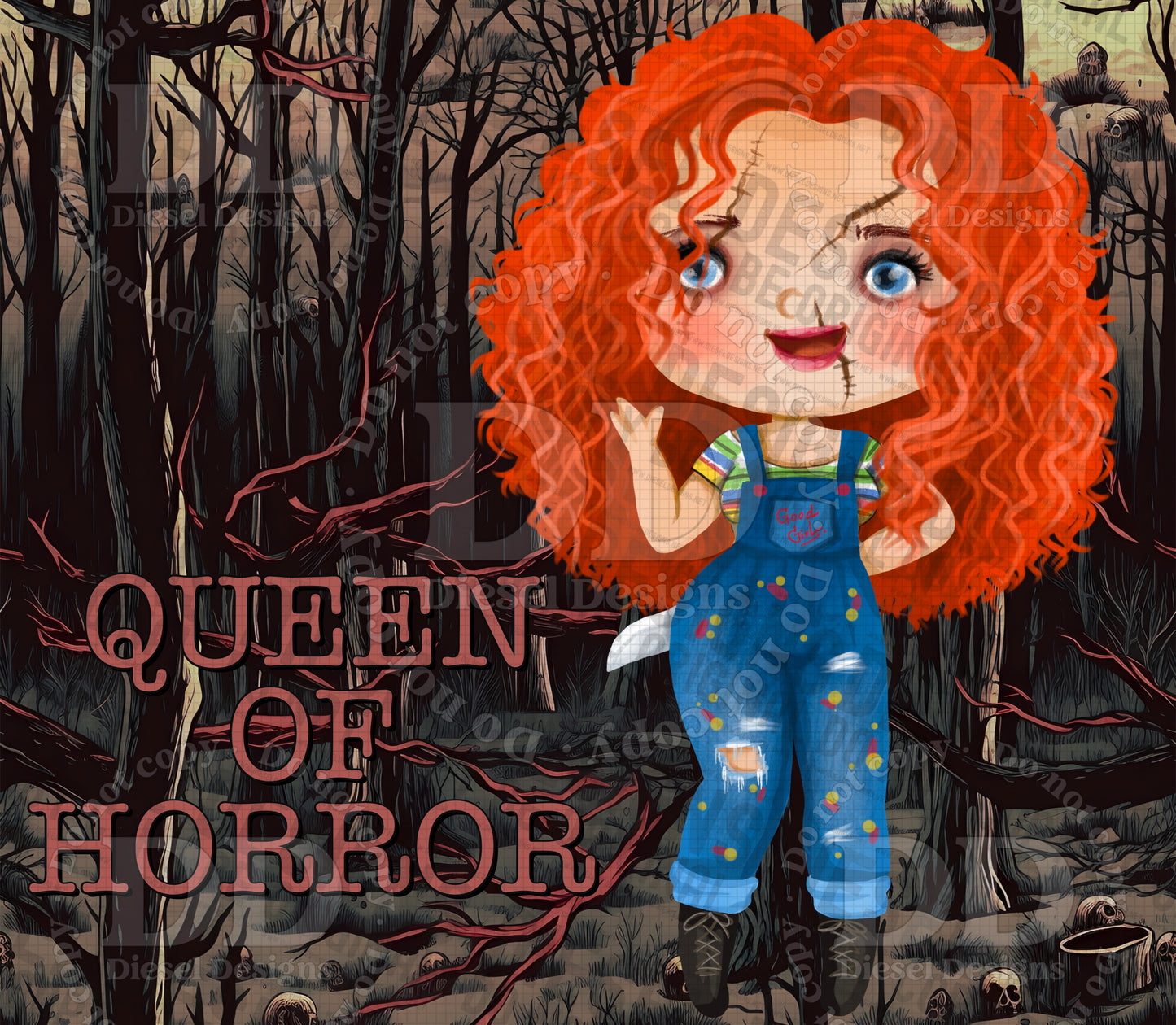 Queen of Horror Collab with Early Bird Design Co. | 300 DPI | PNG | Seamless | Tumbler Wraps | Collab |