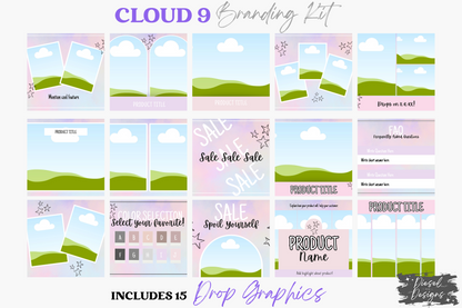 Cloud 9 Branding Kit | Website Kit | Business Card | Logo | Facebook Cover | Editable in Canva