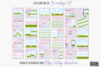 Cloud 9 Branding Kit | Website Kit | Business Card | Logo | Facebook Cover | Editable in Canva