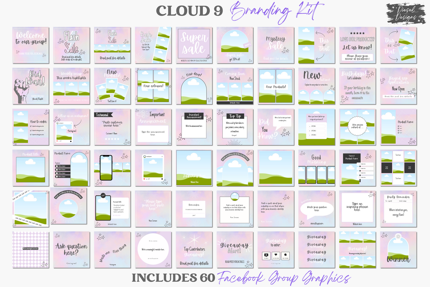 Cloud 9 Facebook Group | Facebook Group Kits | Editable graphics included |