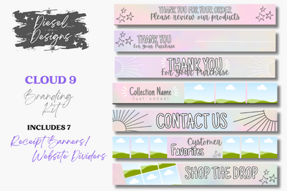 Cloud 9 Branding Kit | Website Kit | Business Card | Logo | Facebook Cover | Editable in Canva