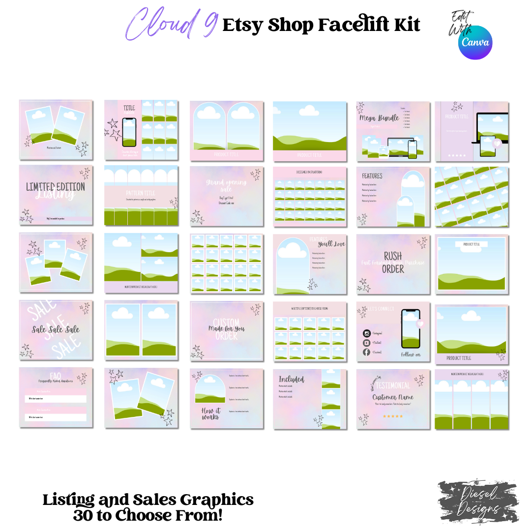 Cloud 9 Etsy Facelift Kit | Etsy Facelift Kits | Editable graphics included