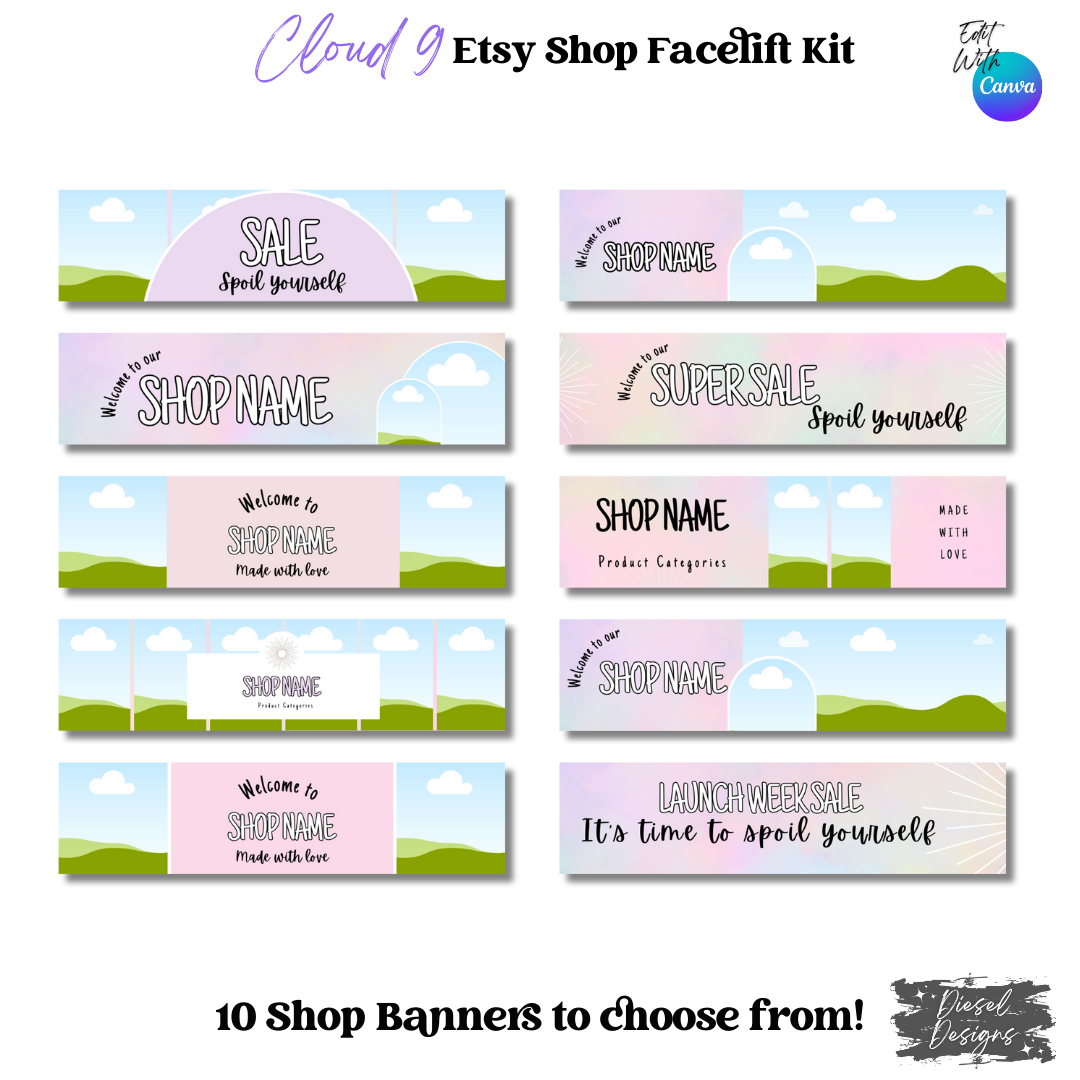 Cloud 9 Etsy Facelift Kit | Etsy Facelift Kits | Editable graphics included