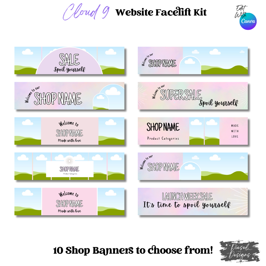 Cloud 9 Website Kit | Website Kits | Editable graphics included