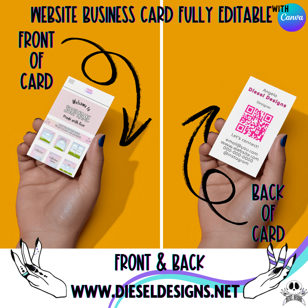 Website Style Business Card | Business Card | Editable in Canva