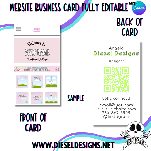 Website Style Business Card | Business Card | Editable in Canva